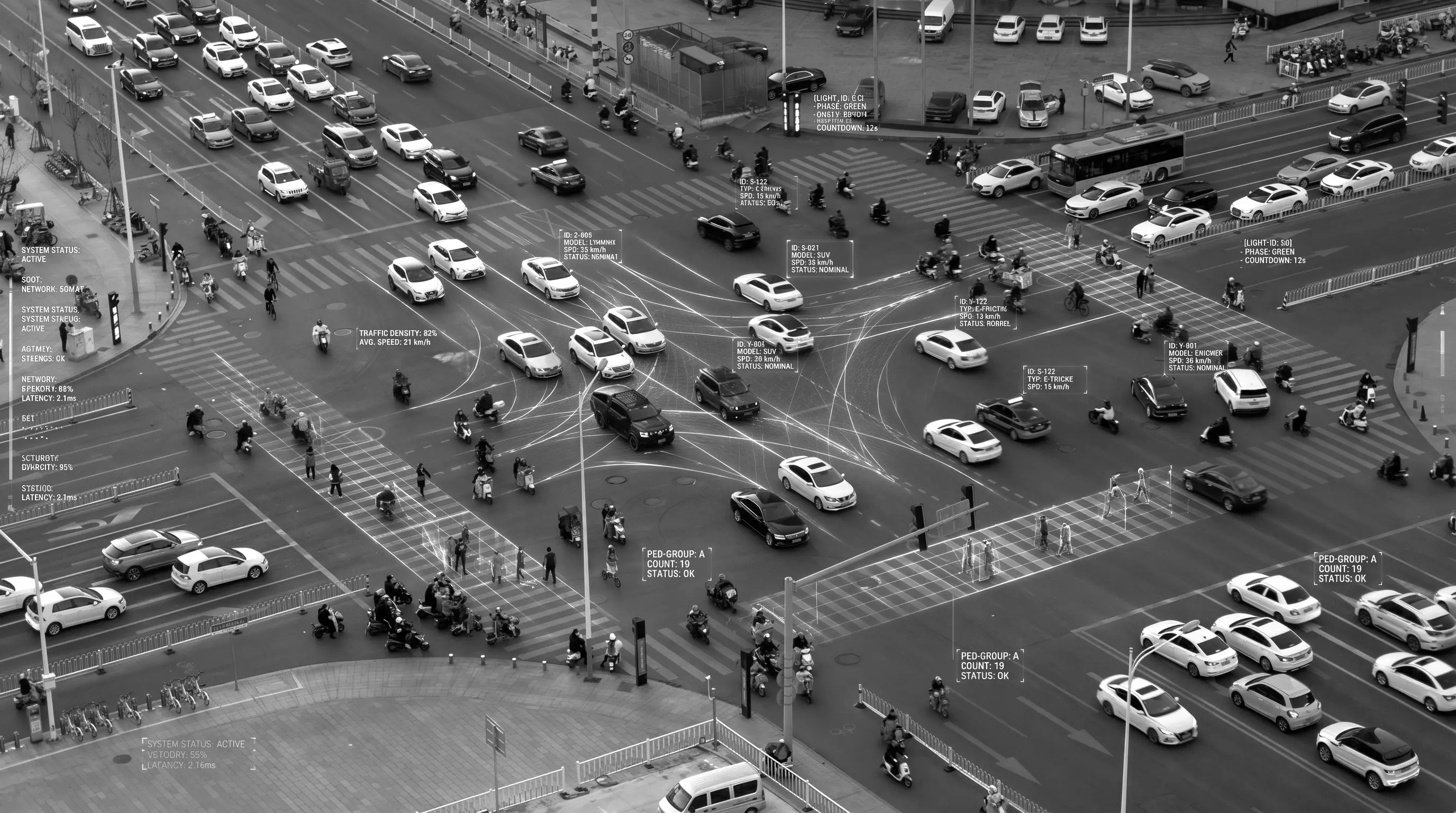 Urban intersection with traffic